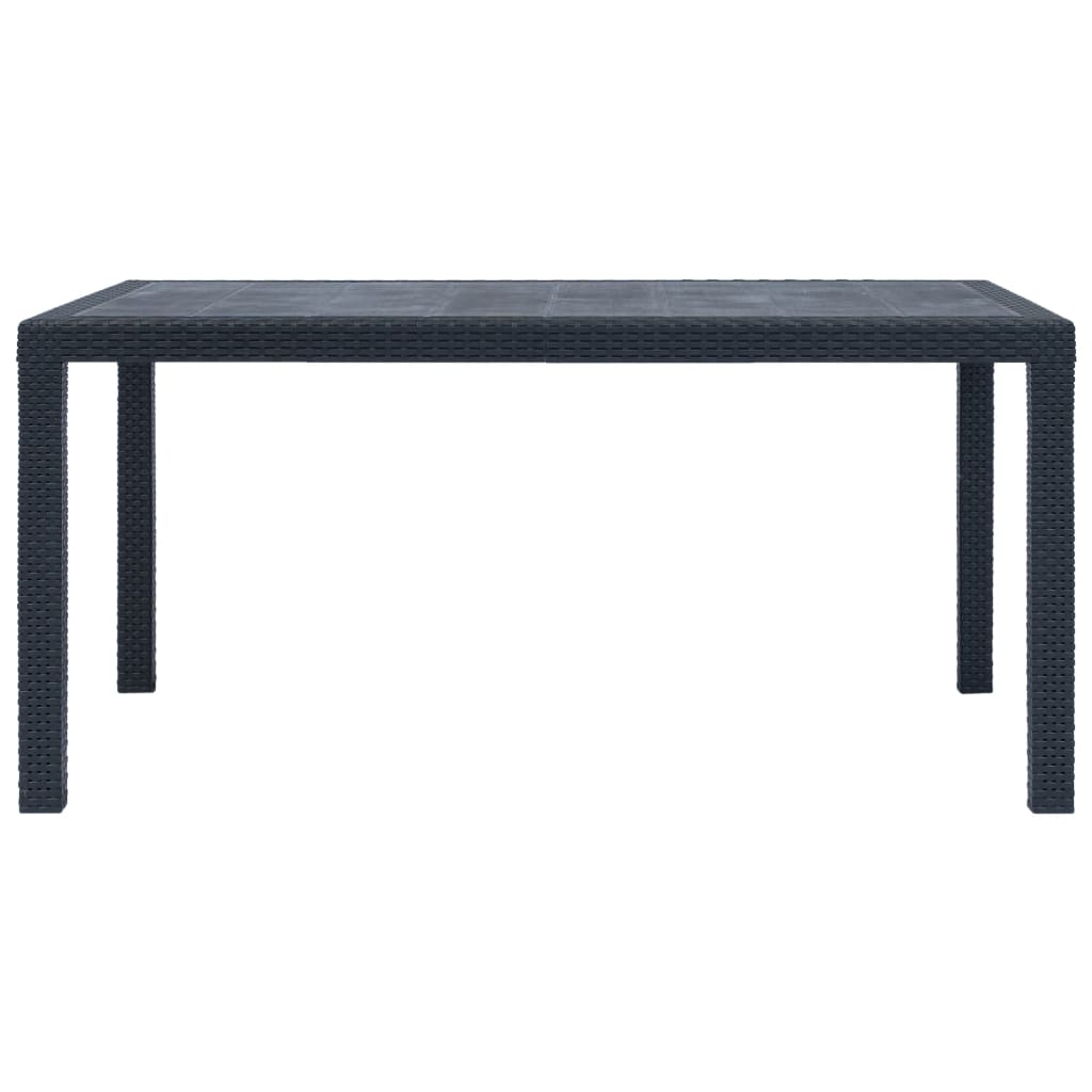 Garden Table Anthracite 150x90x72 cm Plastic Rattan Look