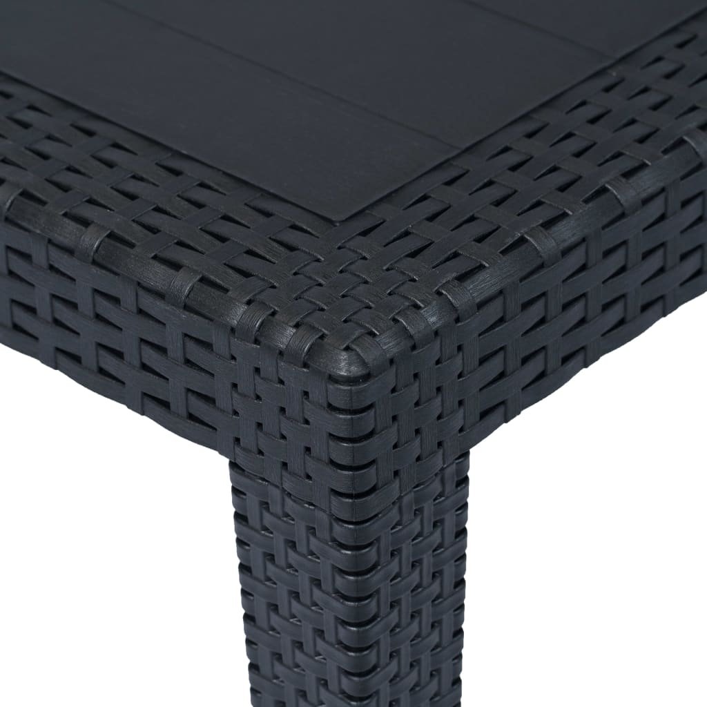 Garden Table Anthracite 150x90x72 cm Plastic Rattan Look