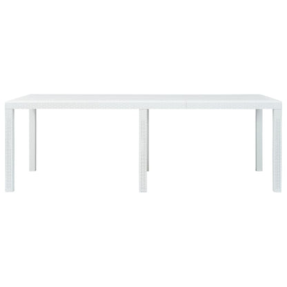 Garden Table White 220x90x72 cm Plastic Rattan Look