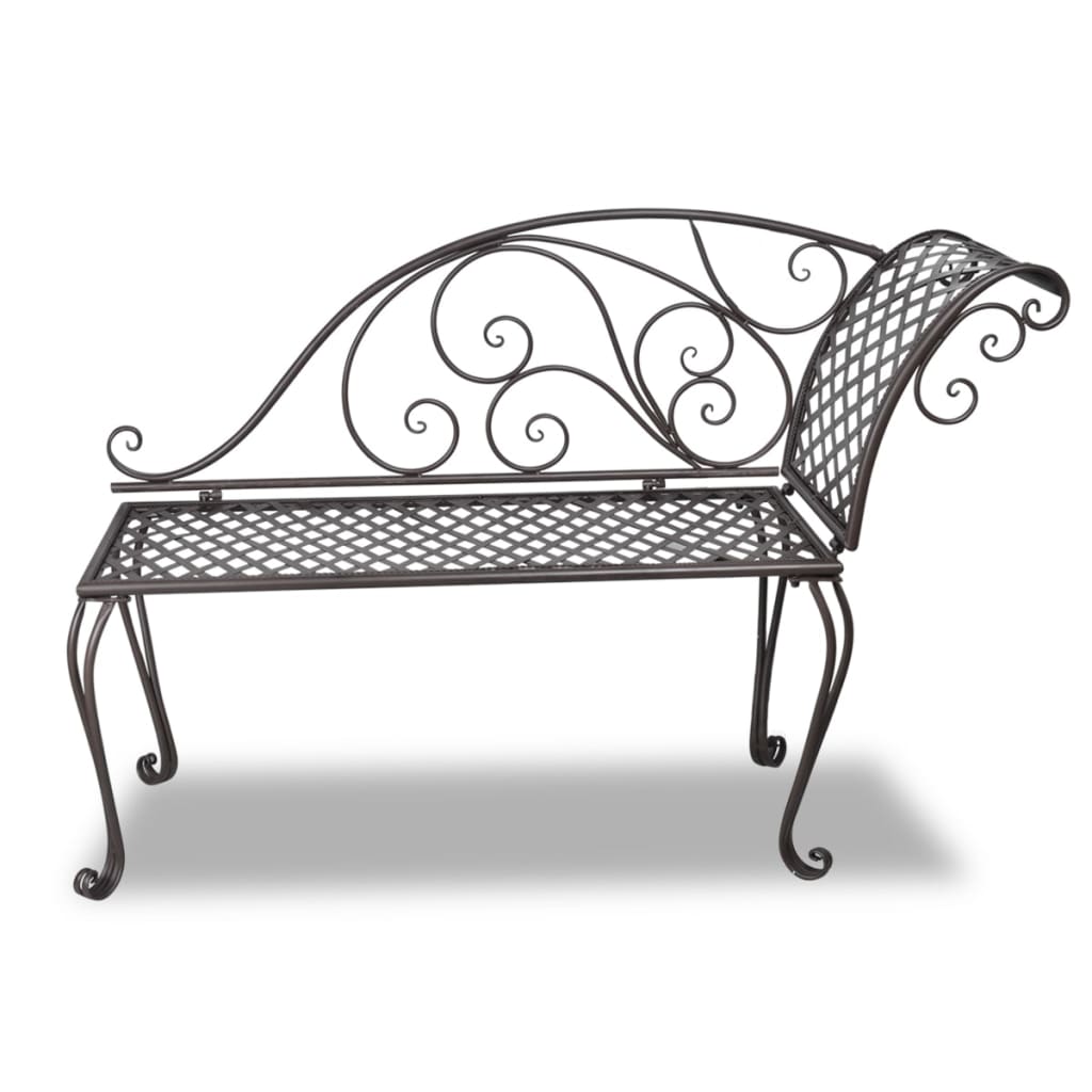 Garden Chaise Lounge 128 cm Steel Antique Brown