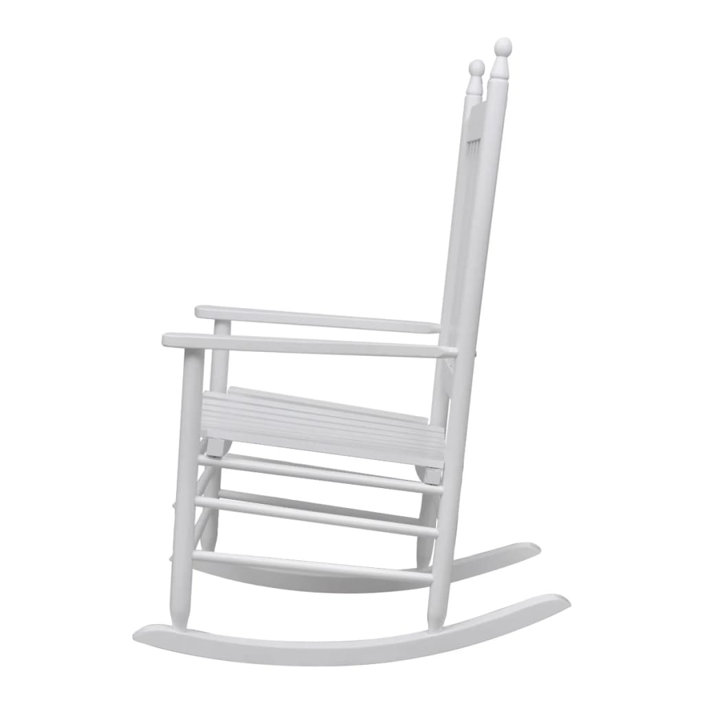 Rocking Chair with Curved Seat White Wood