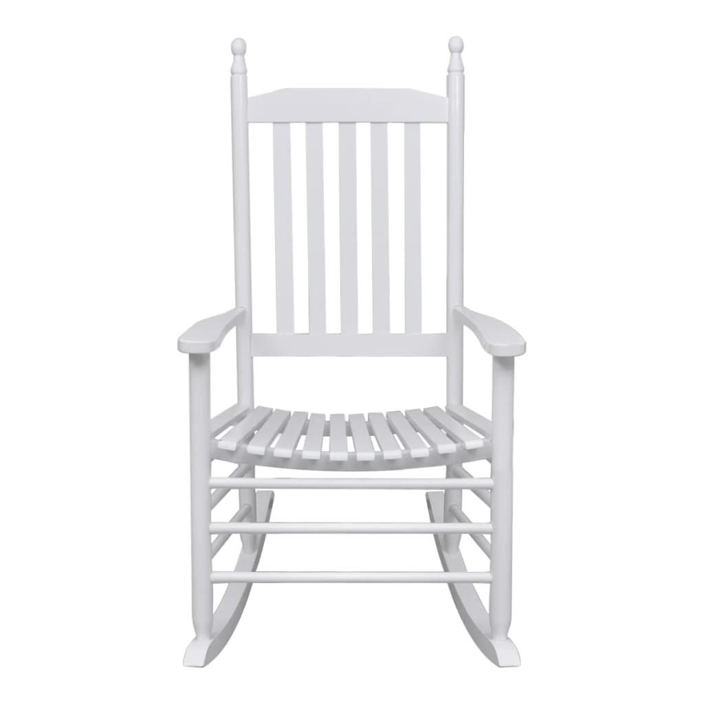 Rocking Chair with Curved Seat White Wood