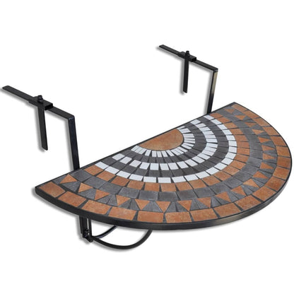 Hanging Balcony Table Terracotta and White Mosaic