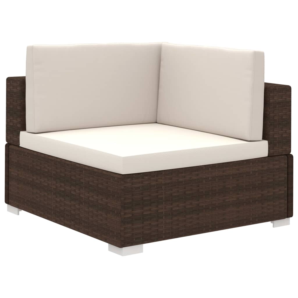 8 Piece Garden Lounge Set with Cushions Poly Rattan Brown