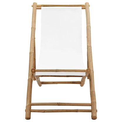 Outdoor Deck Chair Bamboo and Canvas