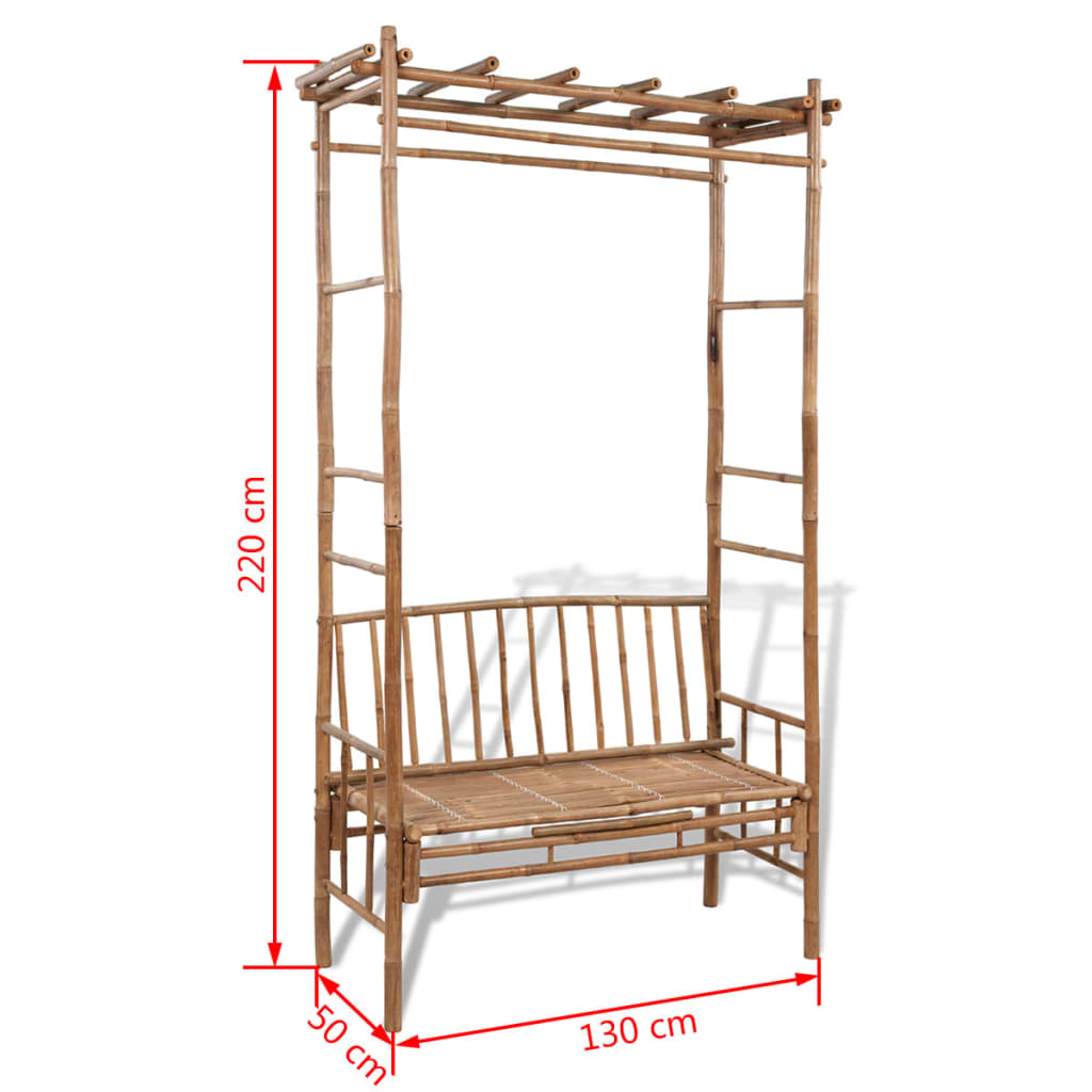 Garden Bench with Pergola 130 cm Bamboo