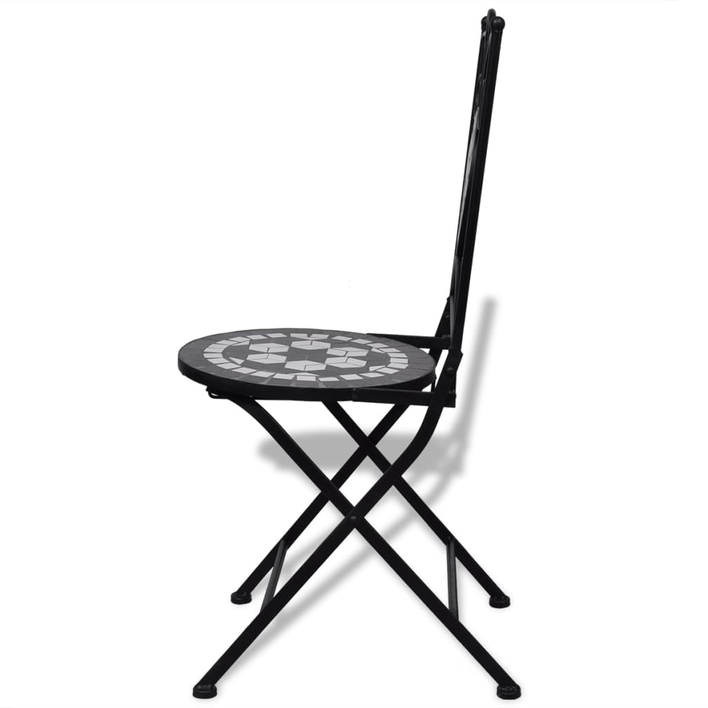 Folding Bistro Chairs 2 pcs Ceramic Black and White