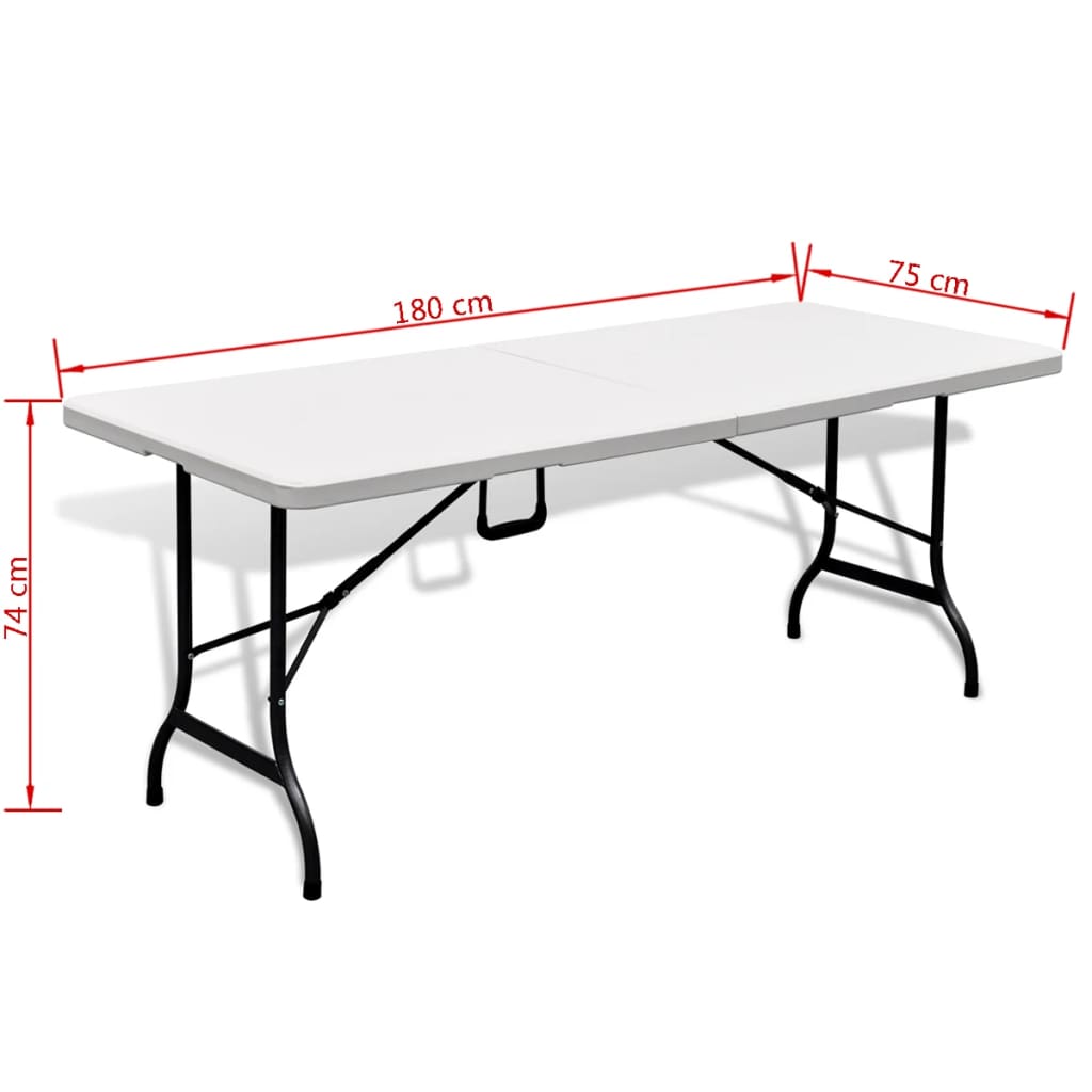 Folding Garden Table White 180x75x74 cm HDPE