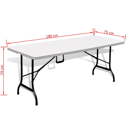 Folding Garden Table White 180x75x74 cm HDPE