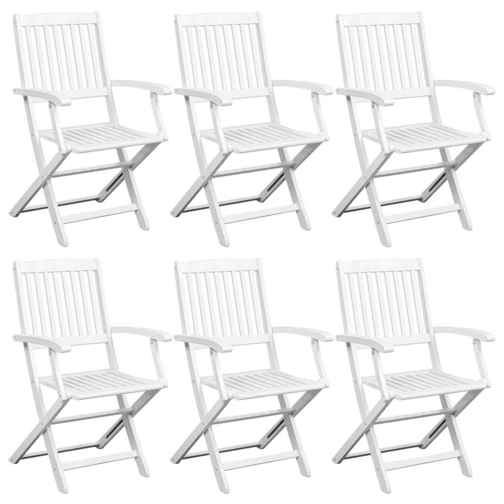 7 Piece Outdoor Dining Set Solid Acacia Wood White