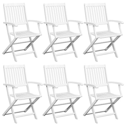 7 Piece Outdoor Dining Set Solid Acacia Wood White