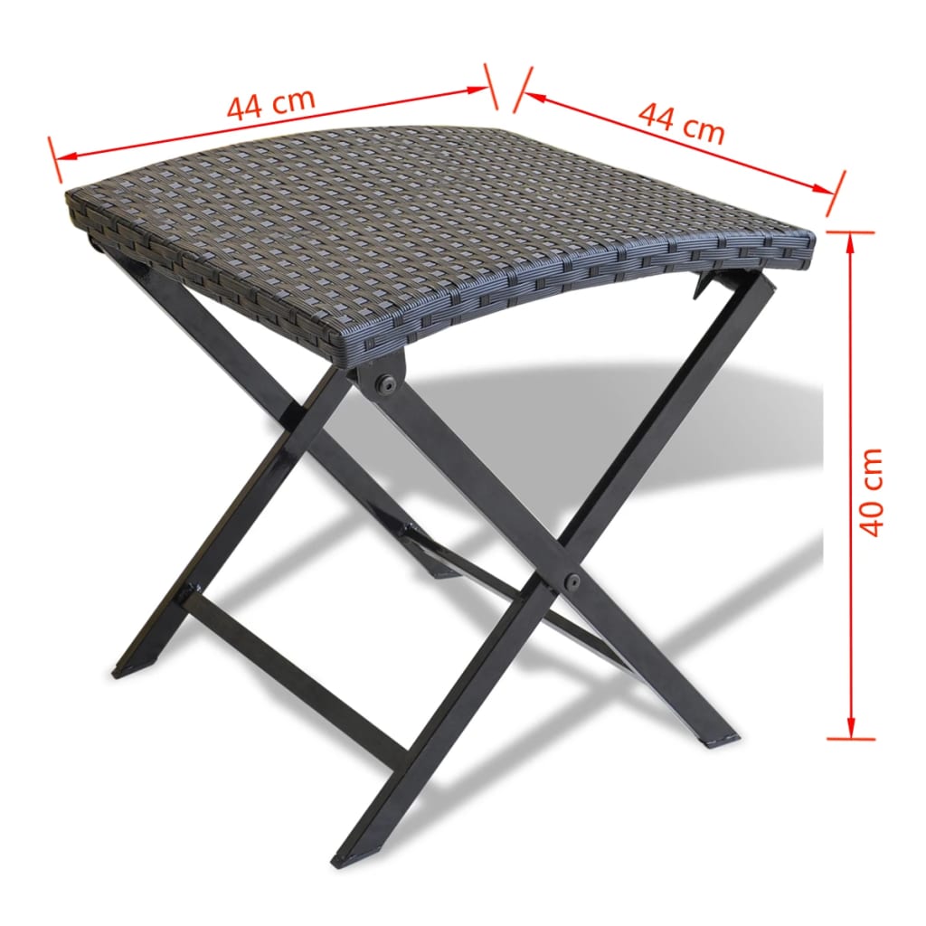 Folding Stool Poly Rattan Black