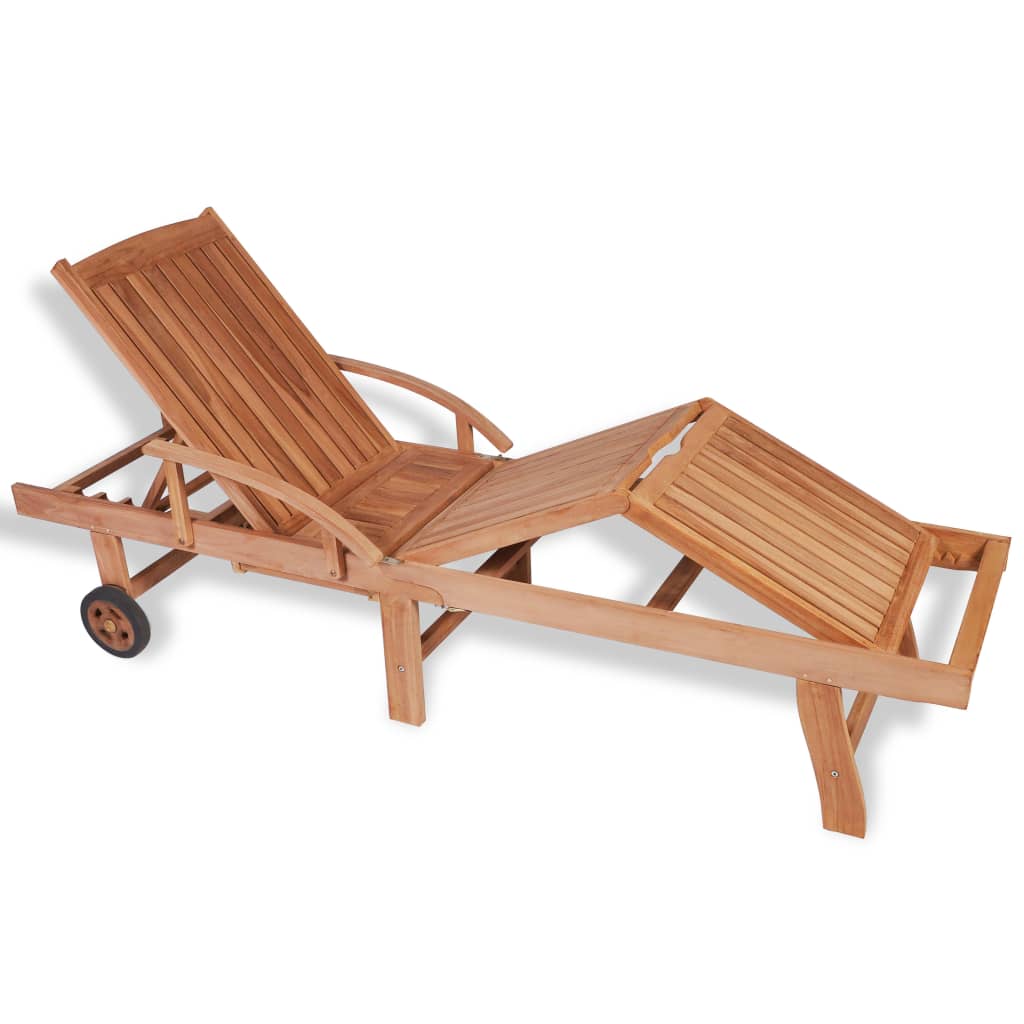 Sun Lounger Solid Teak Wood