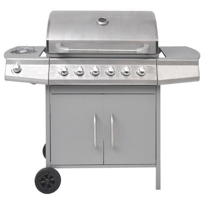 Gas Barbecue Grill 6+1 Cooking Zone Silver