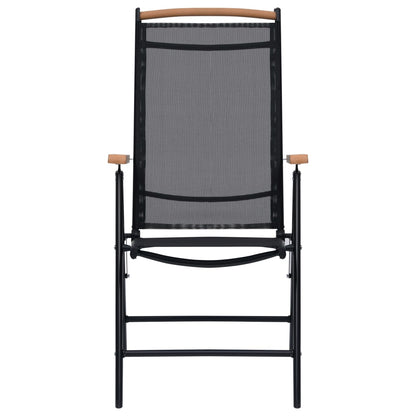 Folding Garden Chairs 2 pcs Aluminium and Textilene Black