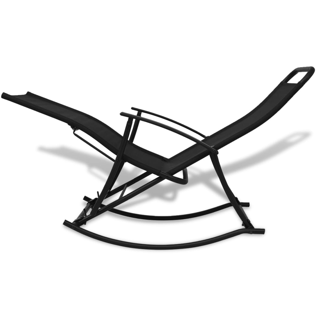 Garden Rocking Chair Steel and Textilene Black