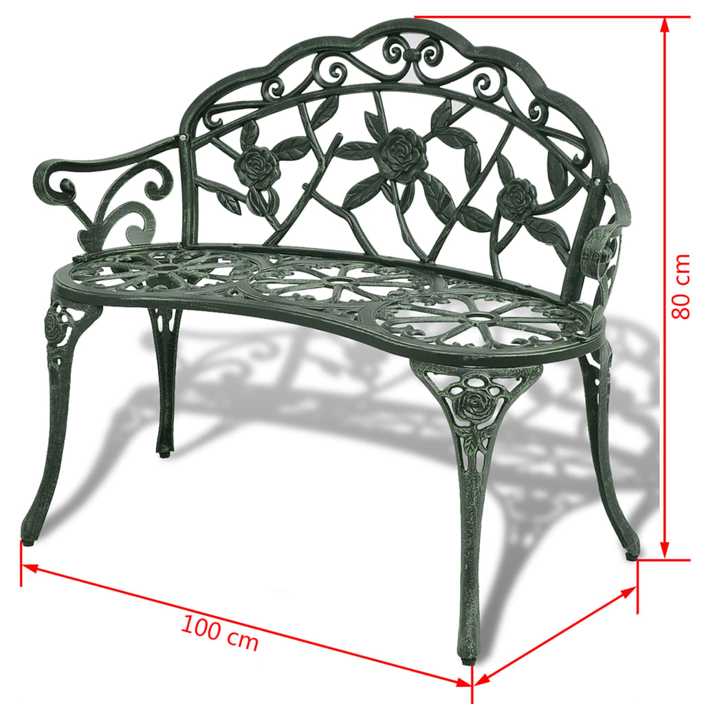 Garden Bench 100 cm Cast Aluminium Green