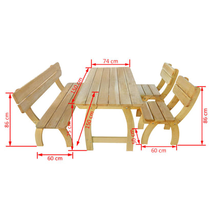 Outdoor Dining Set 4 Pieces Impregnated Pinewood