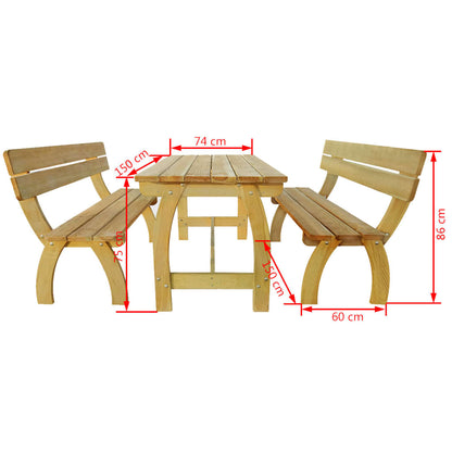 Beer Table with 2 Benches Impregnated Pinewood