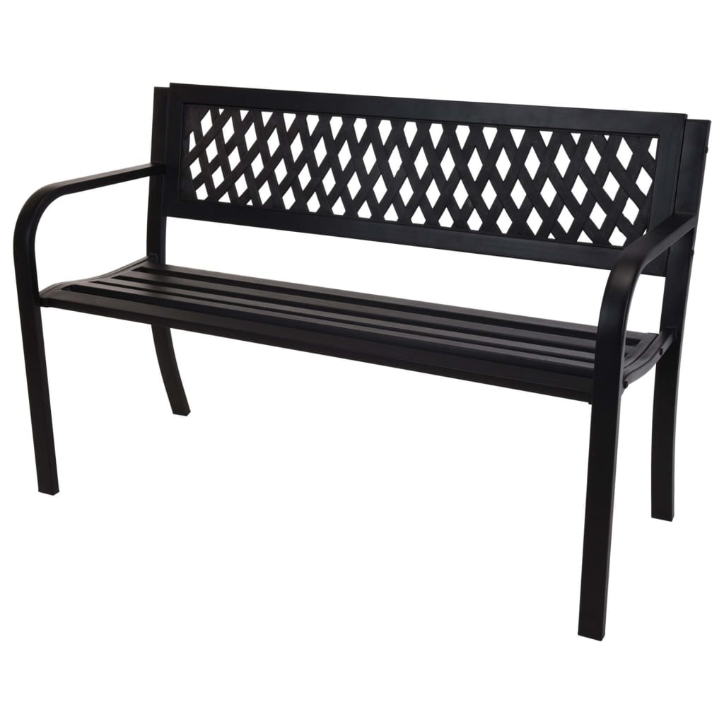 ProGarden Garden Bench Steel 119x50x75 cm Black