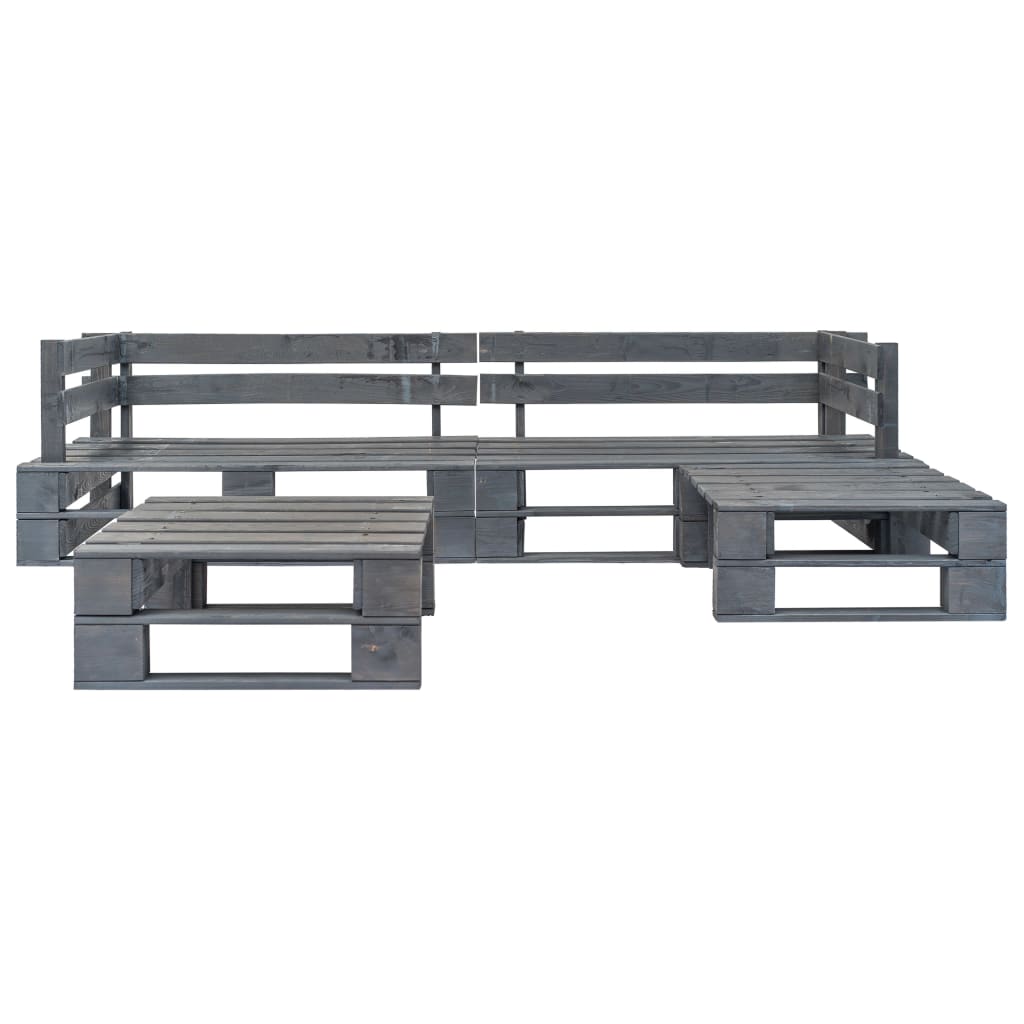 4 Piece Garden Pallets Lounge Set Wood Grey