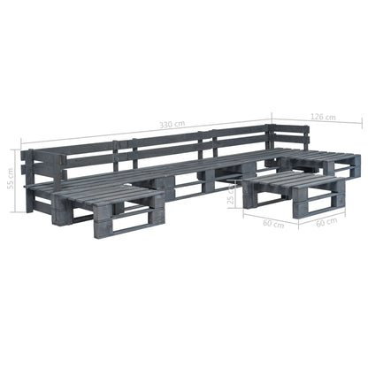 6 Piece Garden Pallets Lounge Set Wood Grey