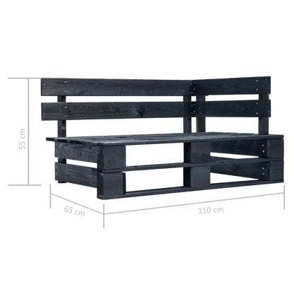 Garden Pallet Corner Bench Wood Black