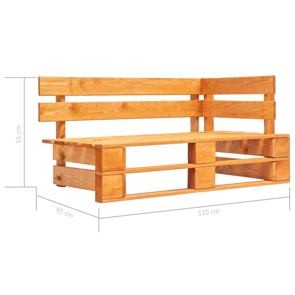 Garden Pallet Corner Bench Wood Honey Brown