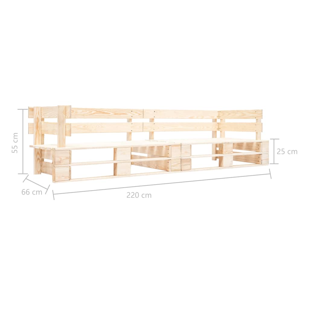 Garden 2-Seater Pallet Sofa Natural Wood