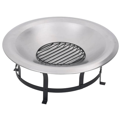 Outdoor Fire Pit with Grill Stainless Steel 76 cm