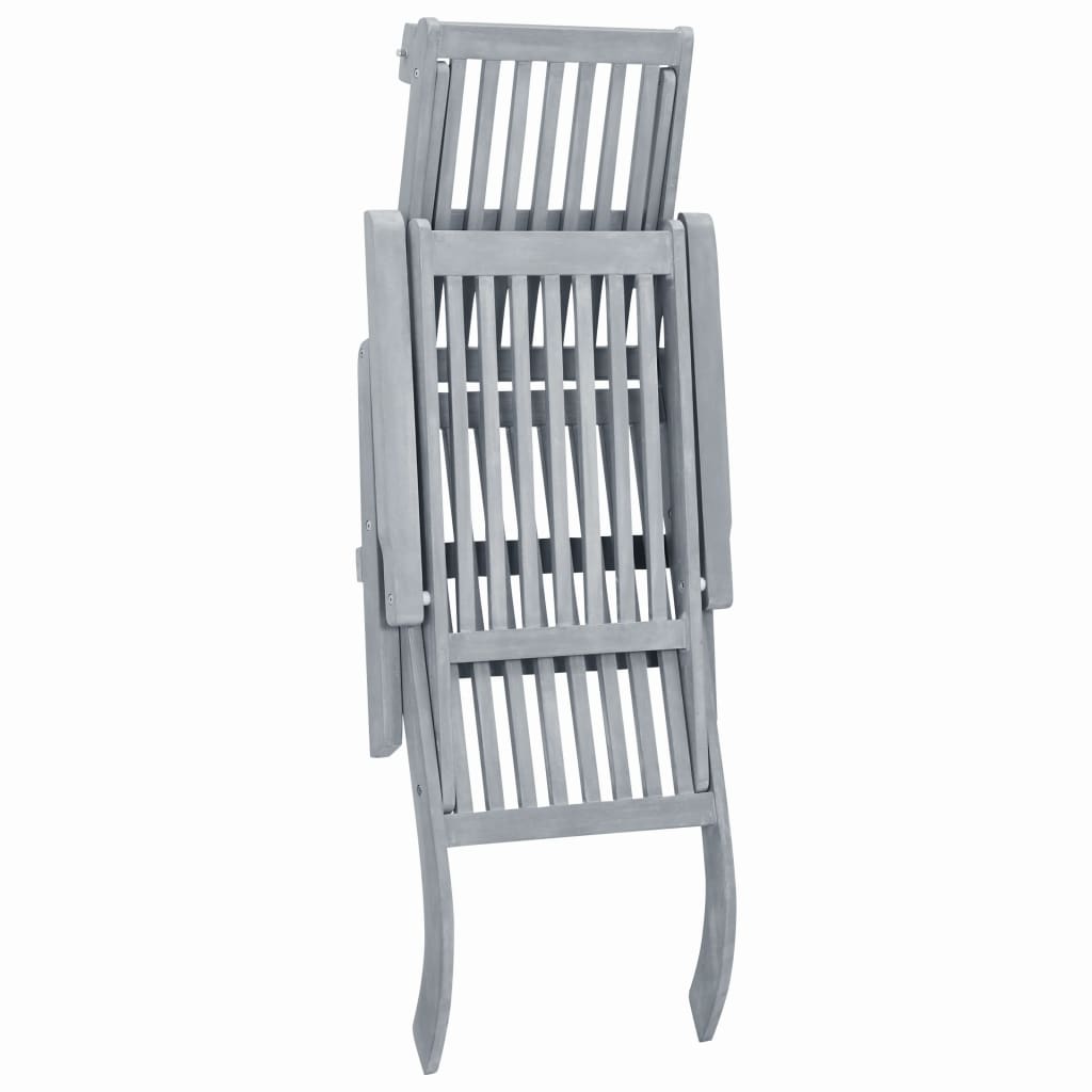 Outdoor Deck Chair with Footrest Grey Wash Solid Acacia Wood