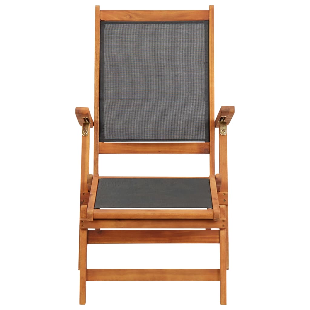 Outdoor Deck Chair Solid Acacia Wood and Textilene