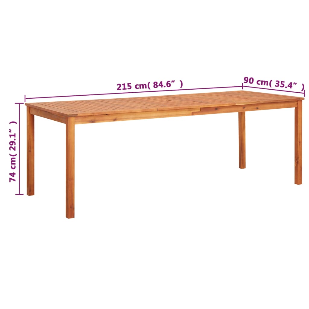 Garden Table 215x90x74 cm Solid Acacia Wood