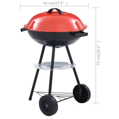 Portable XXL Charcoal Kettle BBQ Grill with Wheels 44 cm