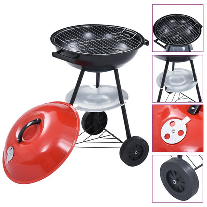 Portable XXL Charcoal Kettle BBQ Grill with Wheels 44 cm