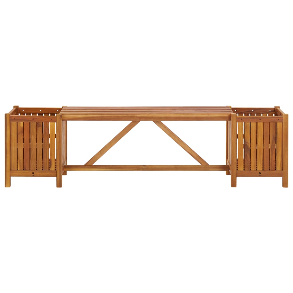 Garden Bench with 2 Planters 150x30x40 cm Solid Acacia Wood