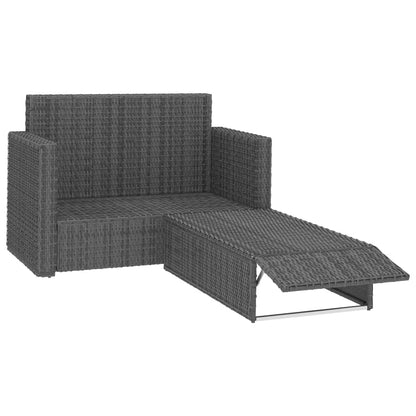 2 Piece Garden Lounge Set with Cushions Poly Rattan Grey