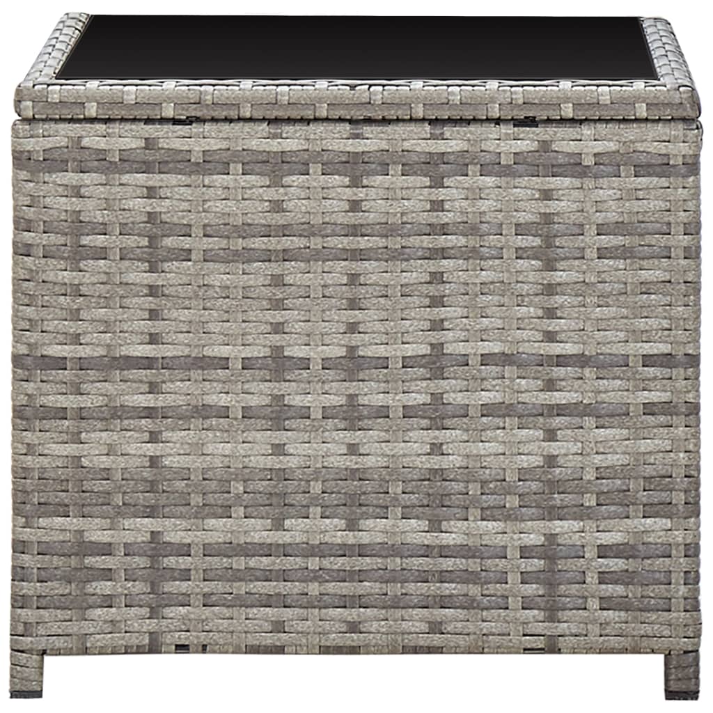 Coffee Table Grey 45x45x40 cm Poly Rattan and Glass