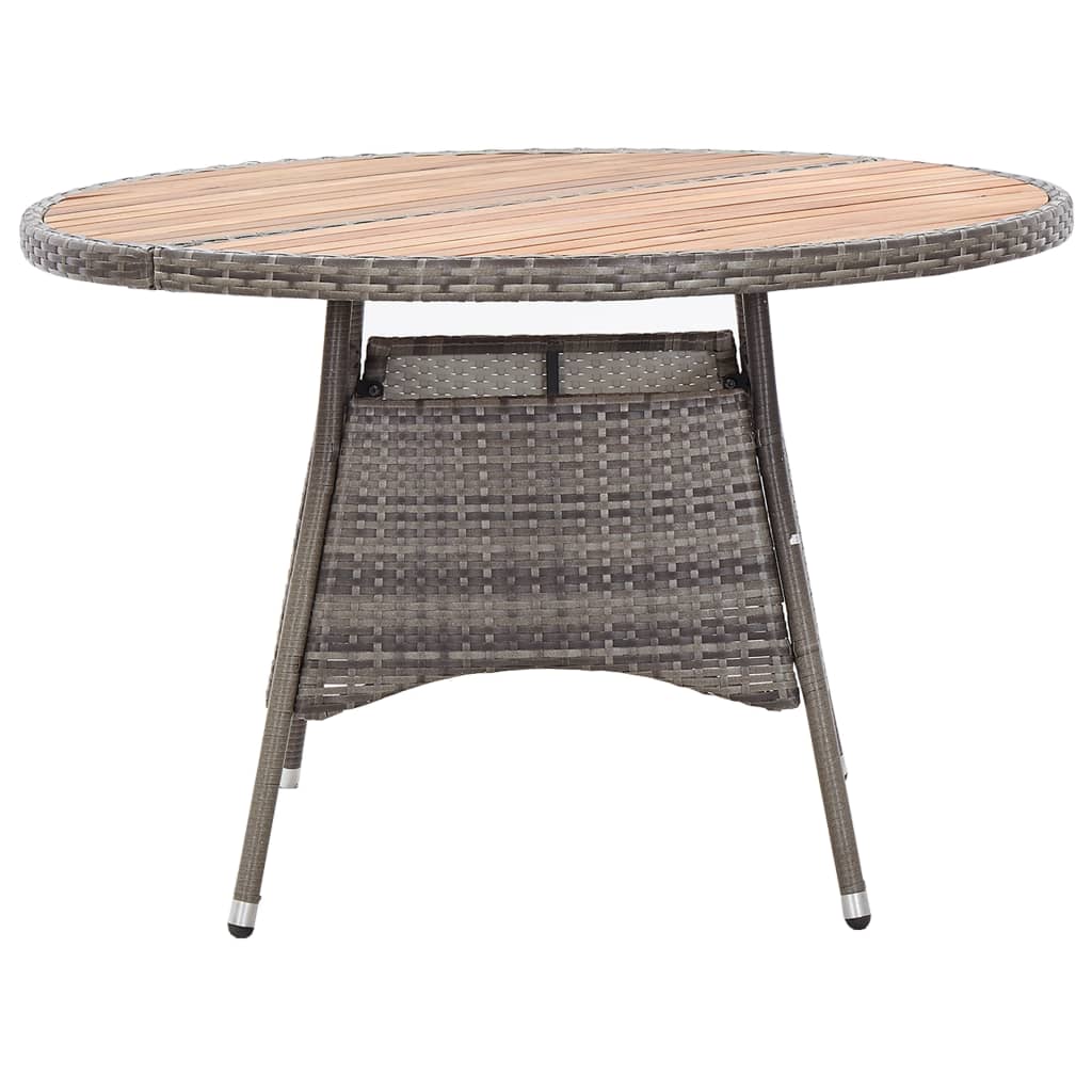 Garden Table Grey 115x74 cm Poly Rattan and Acacia Wood