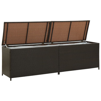 Garden Storage Box Poly Rattan 200x50x60 cm Brown