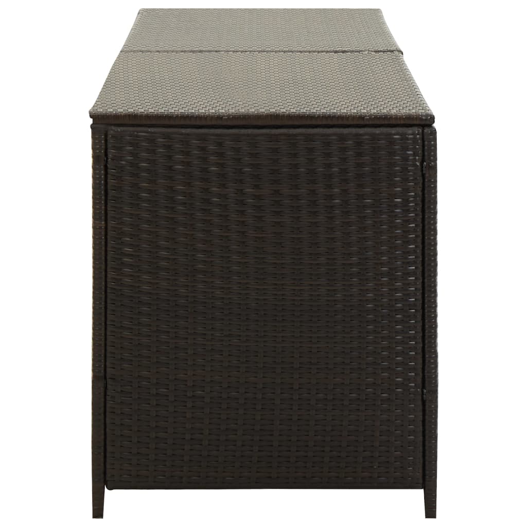 Garden Storage Box Poly Rattan 200x50x60 cm Brown