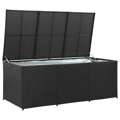 Garden Storage Box Poly Rattan 180x90x70 cm Black