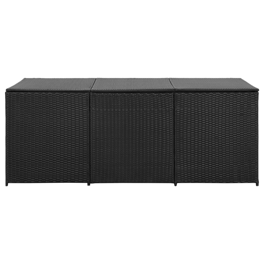 Garden Storage Box Poly Rattan 180x90x70 cm Black