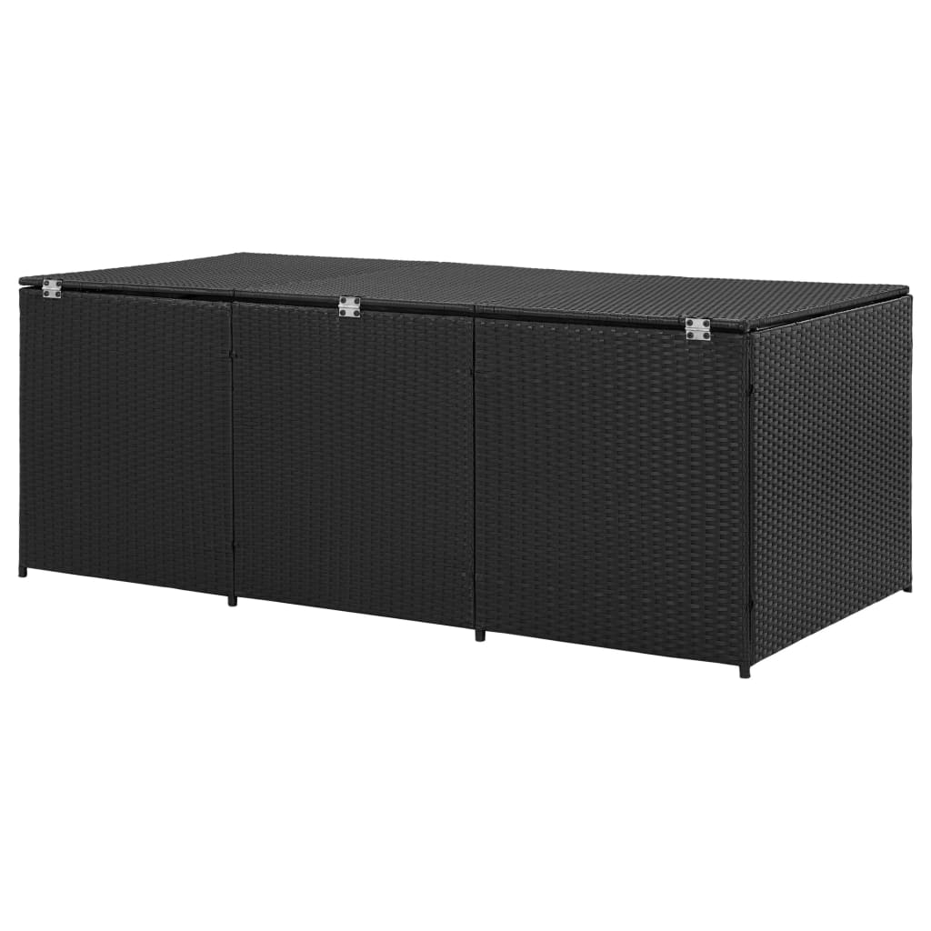 Garden Storage Box Poly Rattan 180x90x70 cm Black