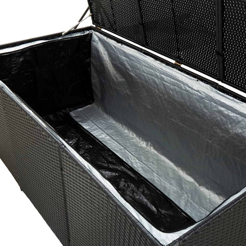 Garden Storage Box Poly Rattan 180x90x70 cm Black