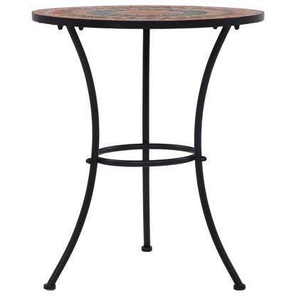 Mosaic Bistro Table Orange/Grey 60cm Ceramic