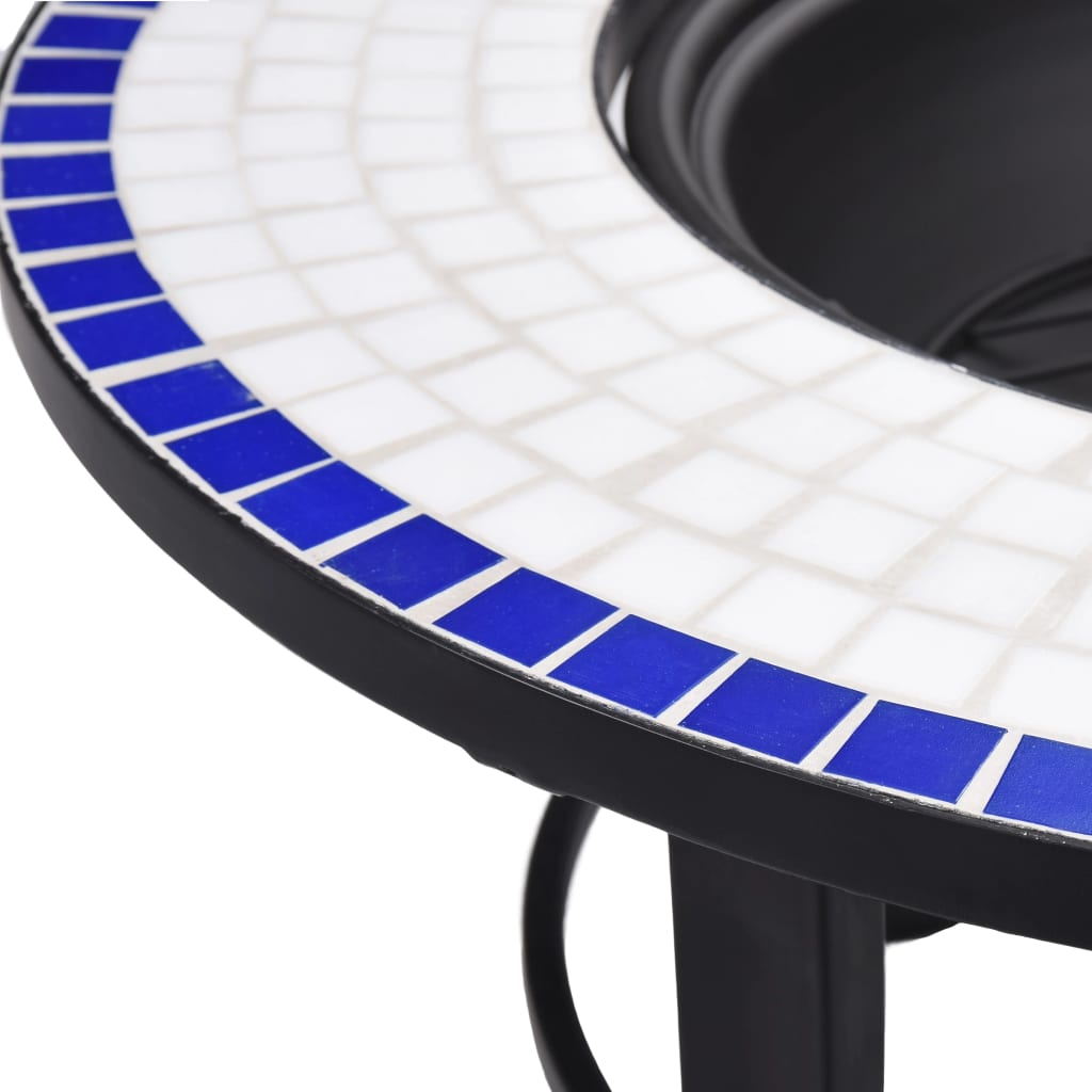 Mosaic Fire Pit Blue and White 68cm Ceramic