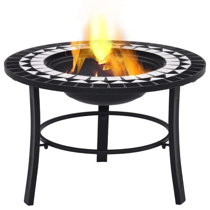 Mosaic Fire Pit Black and White 68cm Ceramic