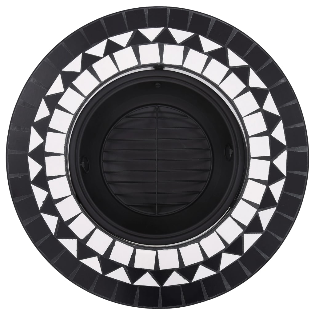 Mosaic Fire Pit Black and White 68cm Ceramic