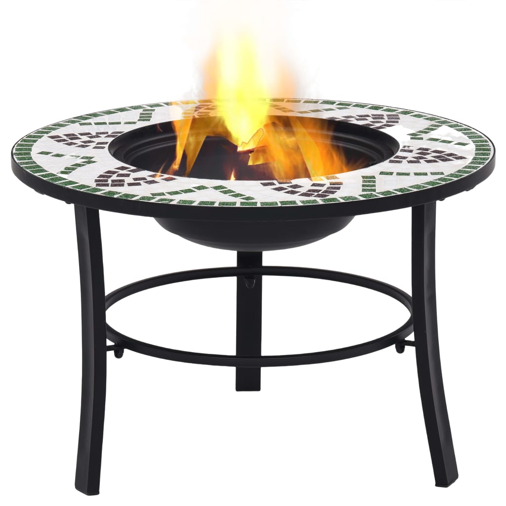 Mosaic Fire Pit Green 68cm Ceramic